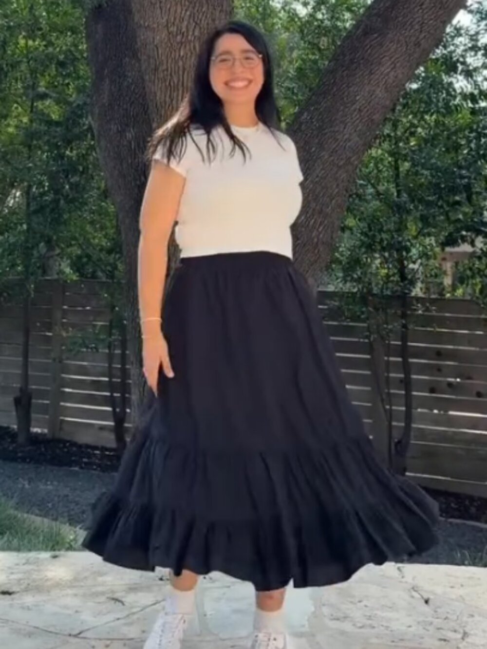 Shiny By Nature Spring Flowy Skirt - Black - 5X